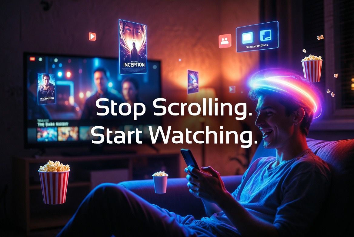 Stop Scrolling Start Watching neon hero artwork